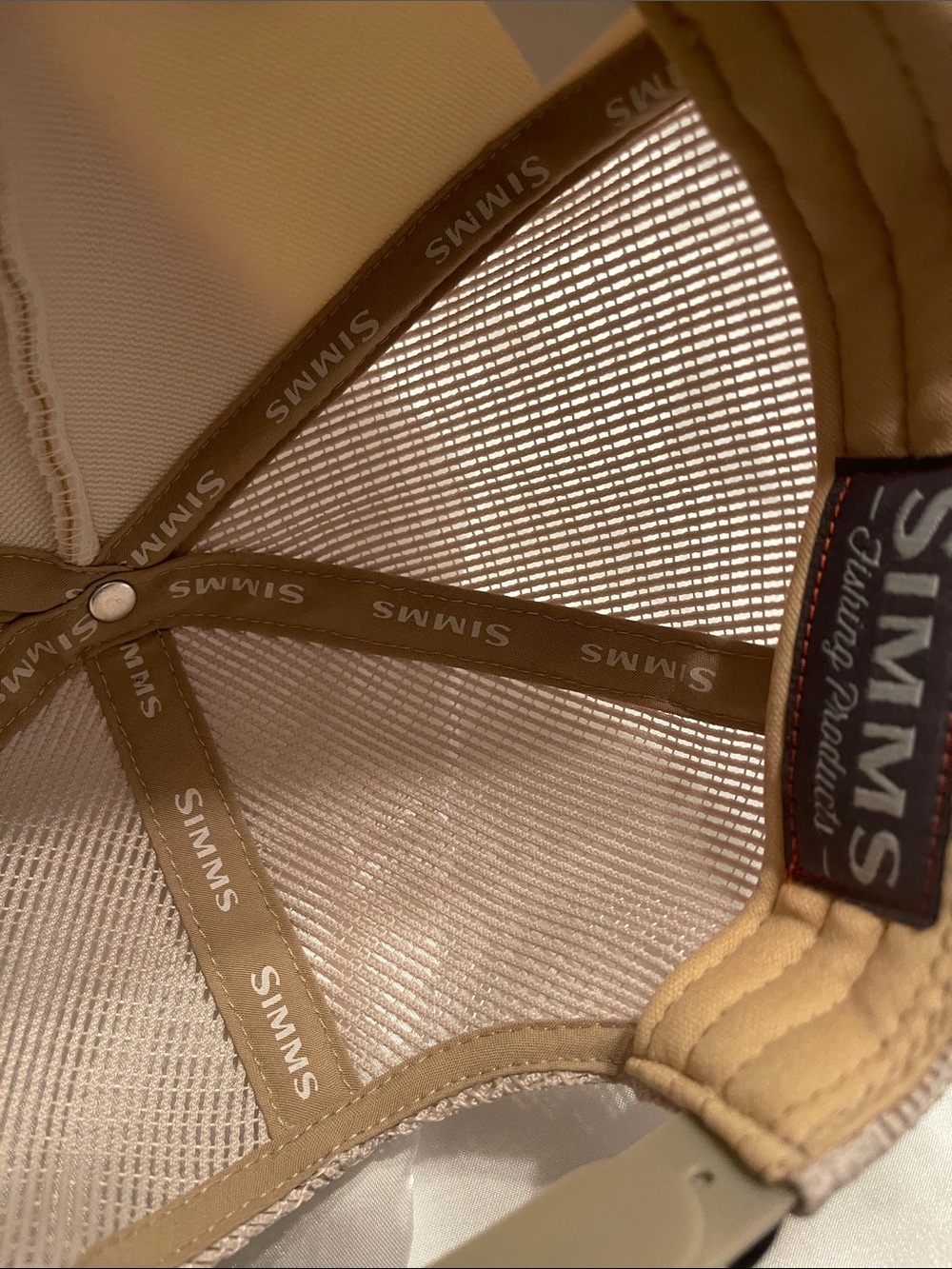 Simms Tan and Cream Trucker Hat with Patch Logo - Picture 6 of 8